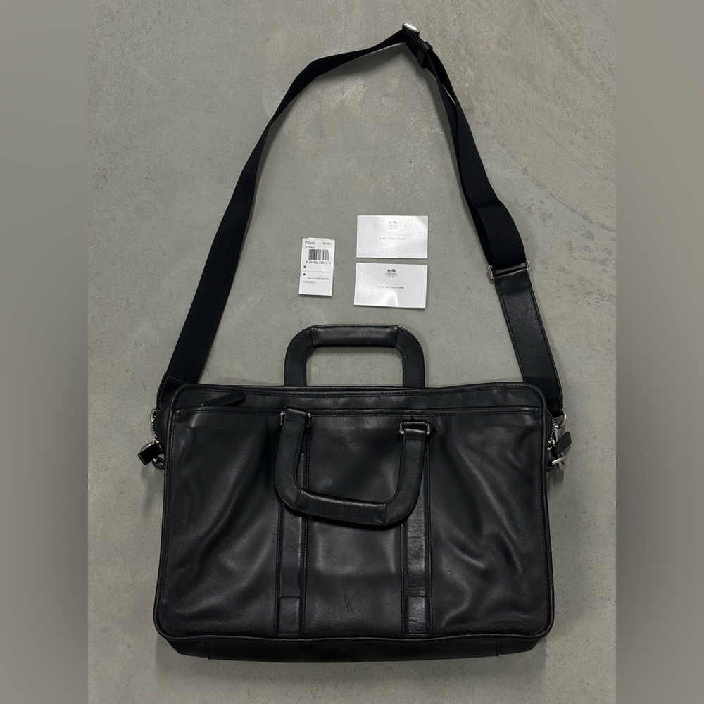 Coach Embassy Briefcase Black Leather Messenger Bag